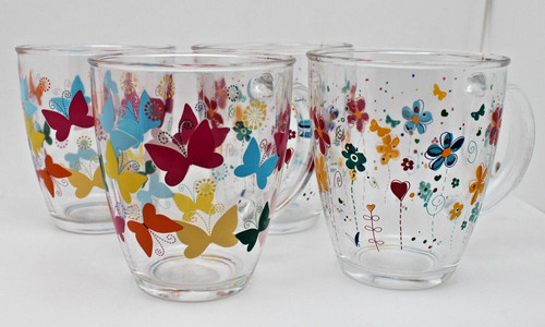 Glas tassen becher kaffee - 4x, -tassen-becher